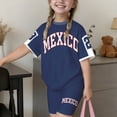 thumbnail image 2 of oqasdz Toddler Kids Girls Summer Outfits Short Sleeve Shorts Set Crew Neck Letter Print Casual Sporty Soccer Game Days Outdoor Fashion Clothes,Blue,11-12 Years, 2 of 6