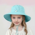 thumbnail image 2 of Aihuaihua Baby Girl Sun Hat Summer UPF 50+ Baby Girl Bucket Hat Wide Brim Summer Outdoor Solid Beach Hats for Kids Green,10Y, 2 of 5
