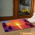 Dark Palm Trees Doormat, Colorful Tropical Ocean Indoor Outdoor