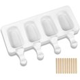 thumbnail image 1 of Molde para paletas, Molde de silicona para paletas heladas Hecho a mano Molde para barra de helado/chocolate Ovalado con 50 piezas Palitos de madera San Valentín de verano-Blanco brillar Hogar, 1 of 4