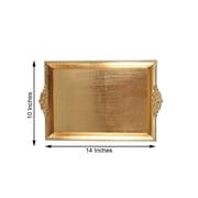 Efavormart 2 PCS - Gold 14 x 10 Rectangle Decorative Plastic Serving Trays With Embossed Rims For Wedding Birthday Party