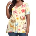 thumbnail image 1 of Pisexur Printemps Tops for Women 2025 Women Mode Été Imprimé Régulier Women Manches Courtes Col Rond Womens Tops Multicolore,2TG, 1 of 7