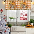 thumbnail image 5 of Fall Pumpkins Curtain Valances for Windows, Kitchen Valance Window Treatments Panel 2 Pack, Thanksgiving Sunflowers Rustic Orange Plaid Rod Pocket Short Curtains for Bathroom Bedroom 42 x 18 Inch, 5 of 8