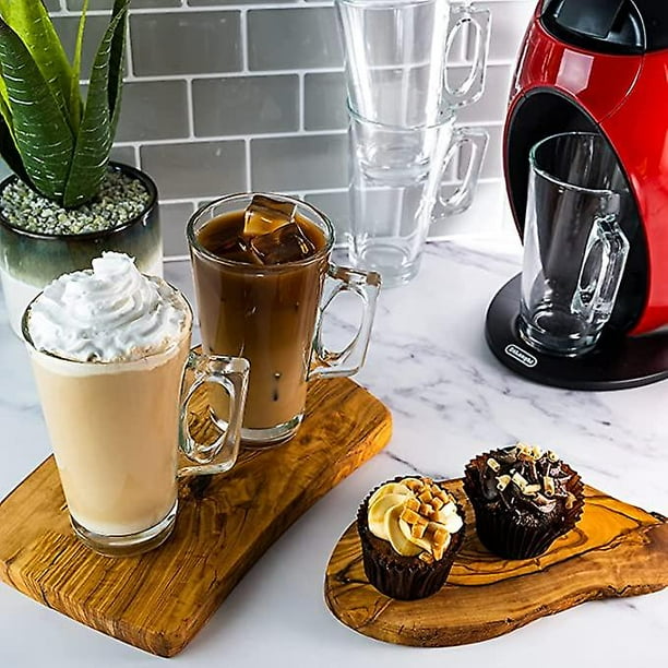 Resistente a la temperatura de 240 ml - Elegante taza de café/té, taza de café para bebidas calientes - Ideal para helado, café con leche, espresso, capuchino y chocolate caliente - Transparente