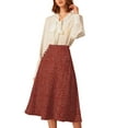 thumbnail image 5 of MODA NOVA Junior's Elastic Waist Zipper Vintage Polka Dots Midi Skirt, 5 of 6