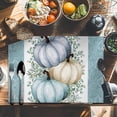 thumbnail image 6 of Thanksgiving Placemats Set of 12 Fall Farmhouse Pumpkin Eucalyptus Leaves Heat Insulated Linen Place Mats, Washable Stain-Proof Table Mats for Dining Tables Holiday Decor 13x19inch, 6 of 9