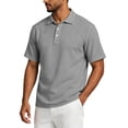 thumbnail image 4 of Dwelliawo Dress Capri Polo Shirts Men Breeze Short Sleeve Textured Work Golf Shirt Summer Casual Performance Collared Tshirts Gray L, 4 of 5