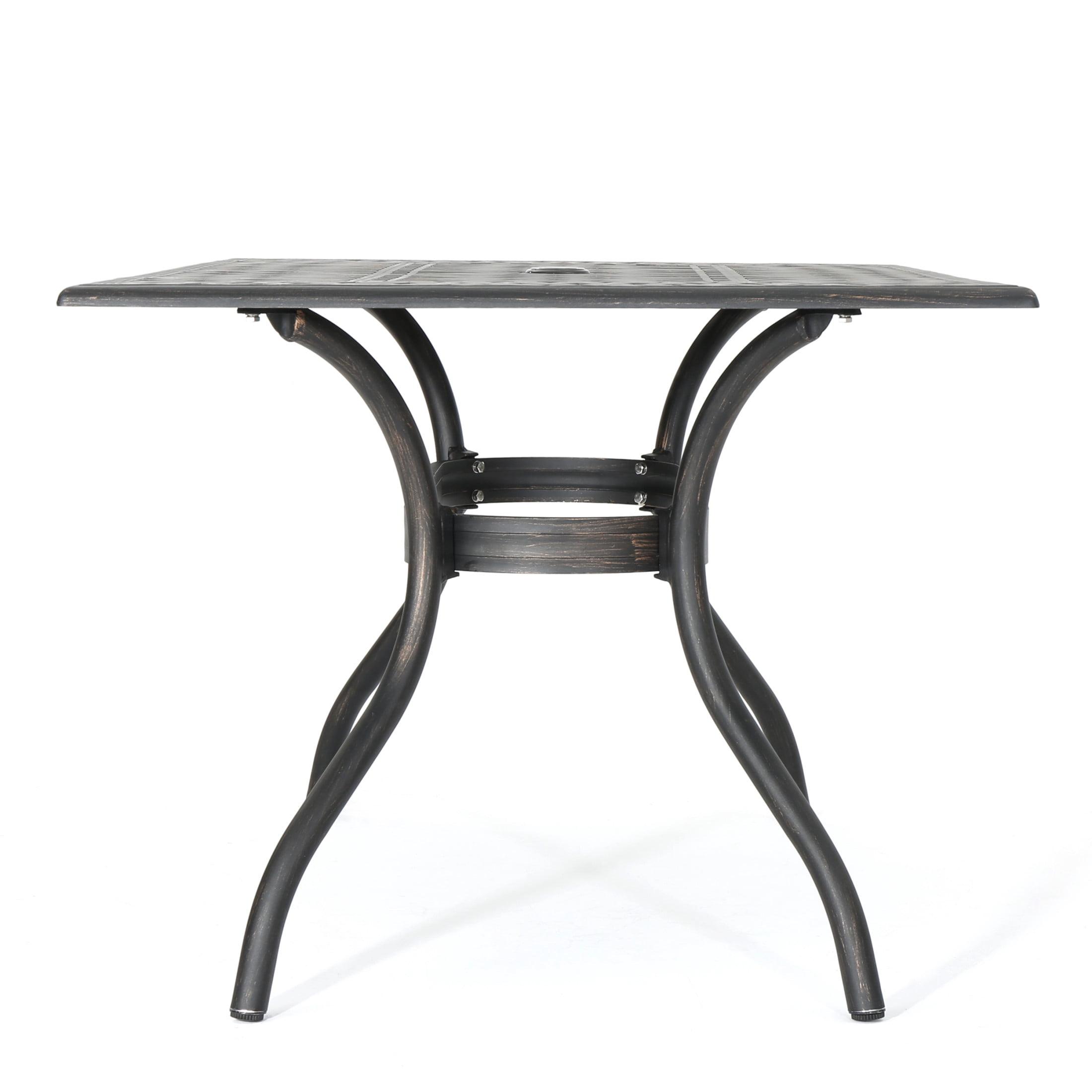 Christopher Knight Home 9-Piece French Outdoor Dining Set, 67.7" Aluminum Table with Swivel Chairs, Bronze