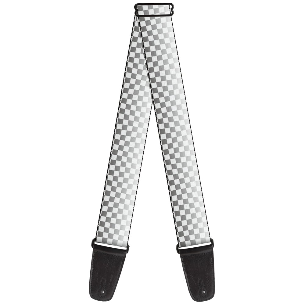 Buckle-Down Guitar Strap, Checker Black White Fade Out, 2 Inches Wide