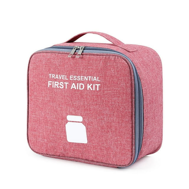 Wweixi Emergency Organizer Zipper Waterproof Household Empty Storage Bag Classification Dust-proof Students Pill Case for School Red Large