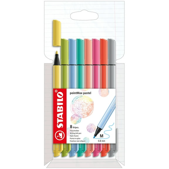 STABILO pointMax Pens, Wallet Set of 8, Pastel Colors