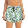 thumbnail image 2 of Picia Cute Floral Frog Pattern Women's 2 in 1 Athletic Running Shorts High Waisted Workout Casual Gym Sweat Shorts with Comfy Liner Zipper Pockets-Large, 2 of 9