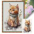 thumbnail image 1 of (11CTACC-2066__C__ 35x50) hilo algodón ecológico bordado 11CT 3 hebras impresión 35*55cm kit serie punto cruz lindo gatito, 1 of 5