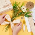 thumbnail image 3 of Single Face Velvet Wired Ribbon Gold Edged Polyester Back Ribbon for Bowknot Making White 2-3/8 inch(60mm) 10 yards, 3 of 6