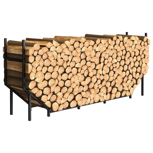 Support de Bois de Chauffage 5.9 Pieds, Support en Métal Robuste pour Extérieur et Intérieur, Empileur Réglable pour Cheminée et Bûches, Élargissement du Fond pour Terrasse Patio