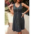 thumbnail image 4 of Asyoly Women's Summer V-Neck Dress Casual Sleeveless Mini Dresses Button Down Elastic Waist Swing Dresses, 4 of 5