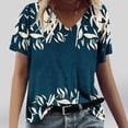 thumbnail image 1 of Fiudx Ofertas Del Día Moda Mujer Casual Cuello En V Blusa Sólida Manga Corta Camiseta Verano Tops, 1 of 3