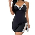 thumbnail image 2 of Asgosdo Womens Loungewear Set Valentine's Day Lace Sleepwear Chemises V-Neck Dress Nightgown Black XL, 2 of 5