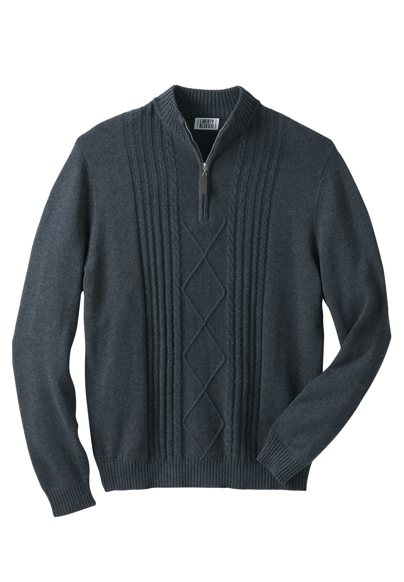 Liberty Blues Men's Big & Tall ™ Shoreman's 1/4 Zip Cable Knit Sweater ...