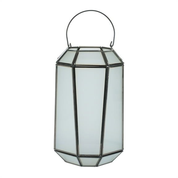 Melrose Frosted Glass Candle Lantern - 11" - White and Black