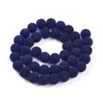 thumbnail image 2 of Transparent Glass Beads Strands Round Frosted Midnight Blue 9.8~10mm Hole: 1.4mm about 40pcs/strand 14.57~14.84''(37~37.5cm), 2 of 4