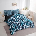 thumbnail image 3 of Feelyou Teens Camo Bedding Comforter Set 7pcs, Blue Black Stripe Queen Bedding Sets, Cartoon Theme Reversible Queen Sheet Sets, Super Cozy Room Decor, 3 of 7