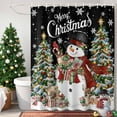 thumbnail image 4 of Black Merry Christmas Snowman Shower Curtains for Bathroom, Xmas Tree Gift Winter Snowflake Deer Waterproof Fabric Shower Curtain for Bathroom Bathtub Decoration, Machine Washable, 54x"78", 4 of 9