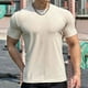 thumbnail image 5 of pstuiky camisetas para hombre, Blusas y camisas de cuello redondo de manga corta informales de color liso para hombre ropa de hombre l, 5 of 5