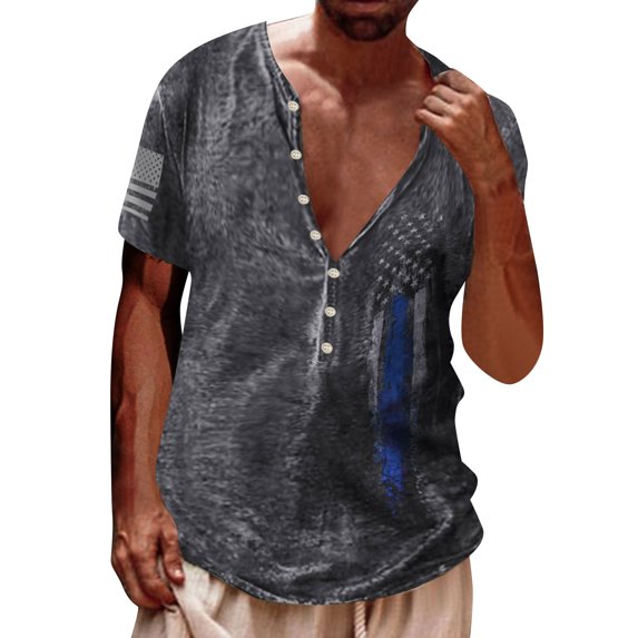 wendunide hawaiian shirt for men Printing T Short Fashion Sleeve Mens Digital 3D Fasten Casual Top Shirt Summer Men T Shirts Men T Shirts Dark Gray L