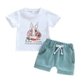 thumbnail image 2 of TrendOFT My First Easter Baby Boy Outfit Short Sleeve Shirts And Shorts Casual Summer Two Piece Holiday Party Outfits Set White 18-24 Months, 2 of 6