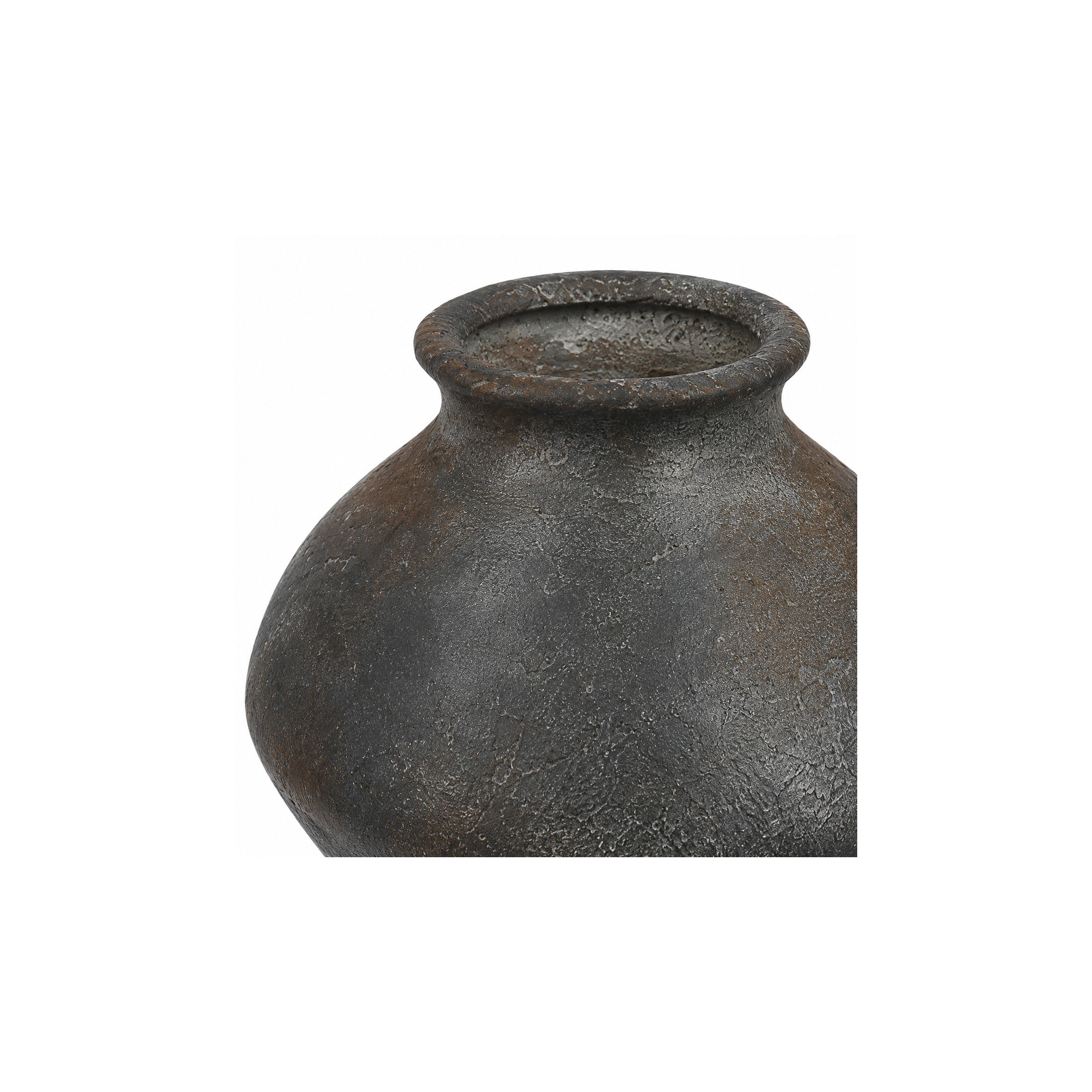 DecMode 7" Antique Style Textured Dark Gray Ceramic Vase