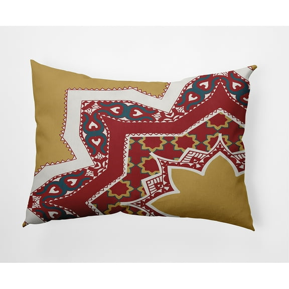 Simply Daisy, 14" x 20" Rising Star Gold Decorative Abstract Outdoor Throw Pillow