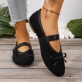 thumbnail image 6 of Womens Faux Suede Bow Mary Jane Flats Comfortable Round Toe Casual Shoes with Adjustable Strap Black,Size 9, 6 of 9