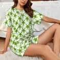 thumbnail image 4 of Sikiie Cute green monster Print Womens Pajama Sets Short Sleeve Top With Pants Sleepwear 2 Piece Lounge Set-Large, 4 of 6