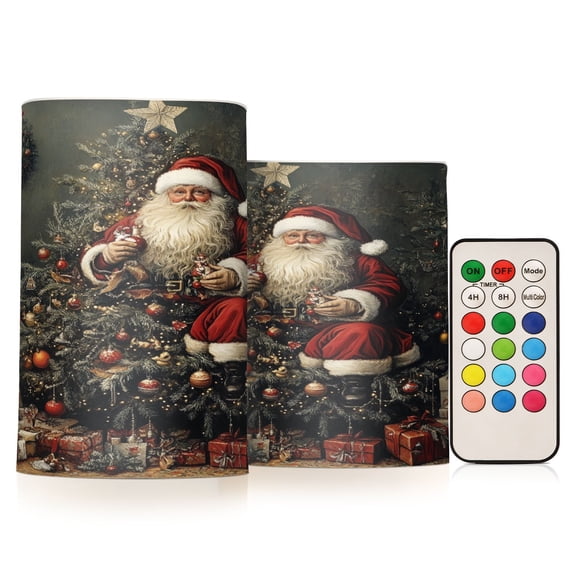 BZSMCE Flameless Candles LED Lights Santa Claus with Gift Box Creativity Battery Candles