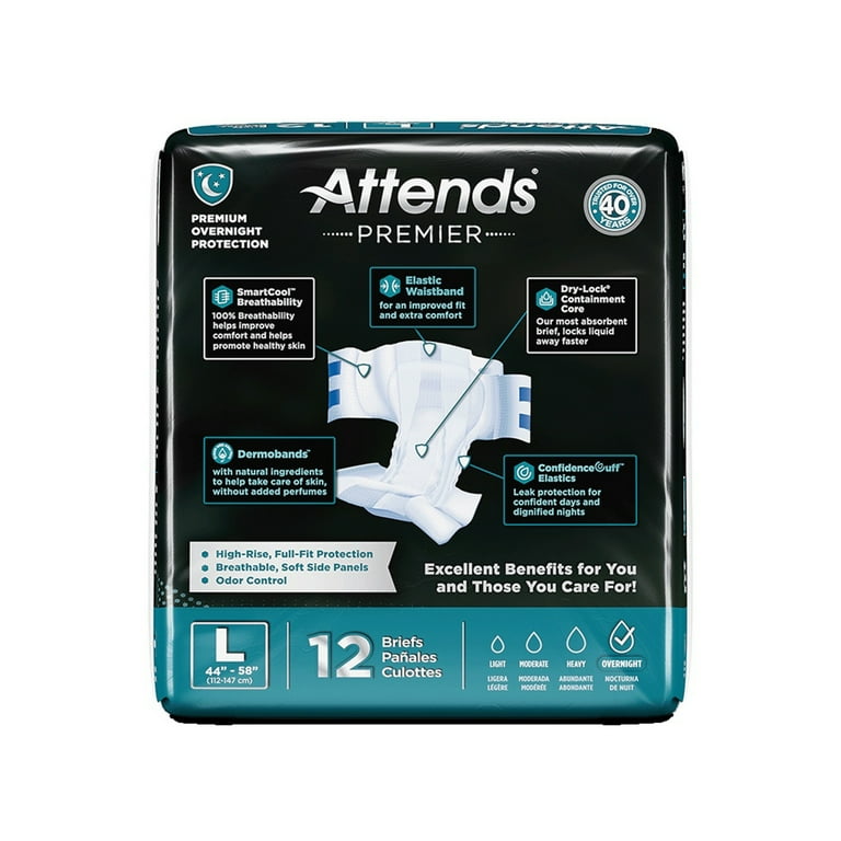 Attends Premier Adult Incontinence Brief L Heavy Absorbency