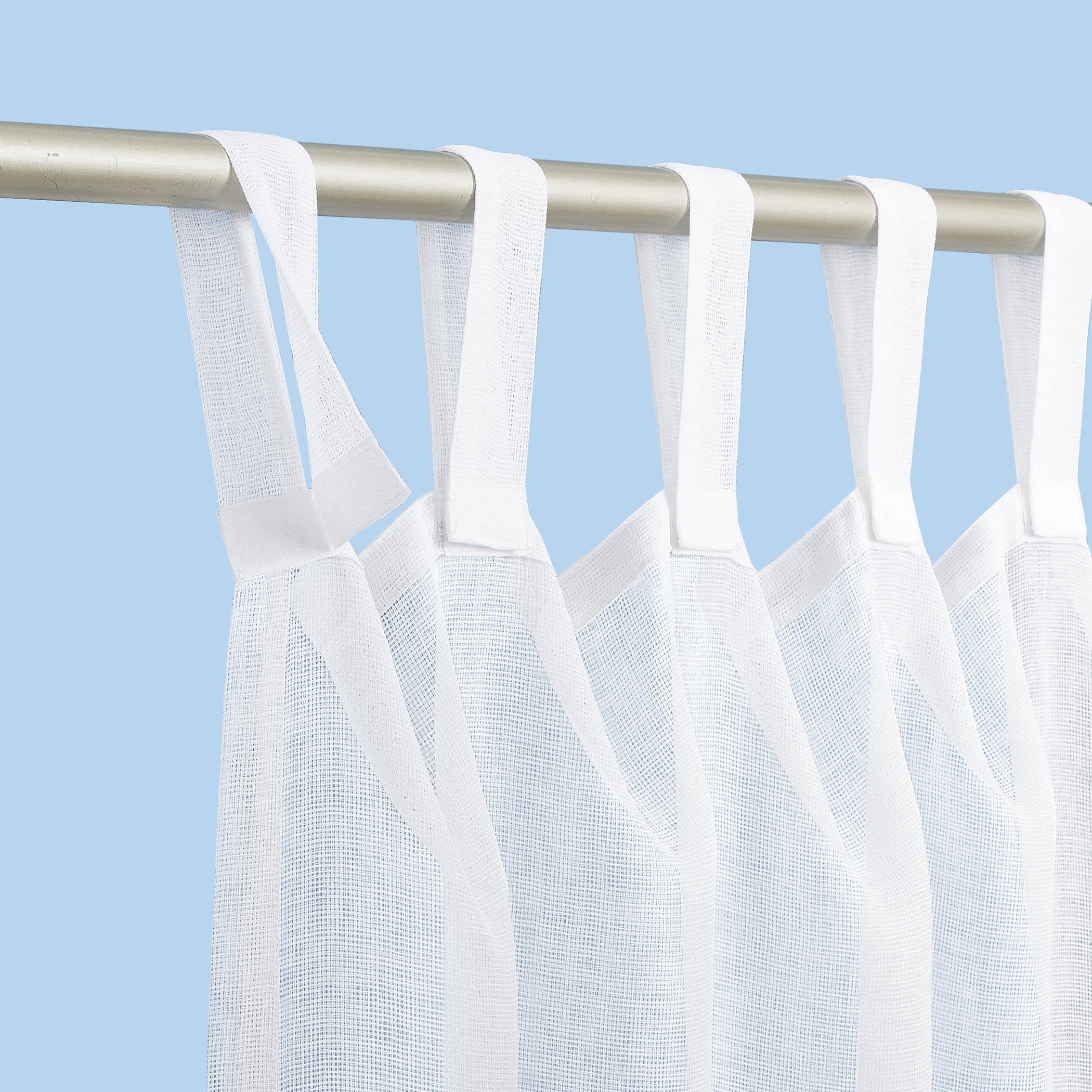 No. 918 Amina Open Weave Indoor/Outdoor Sheer Tab Top Curtain Panel, 50"x108", White