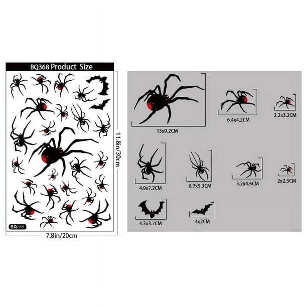 4 hojas grandes de pegatinas para ventanas de Halloween, decoraciones para ventanas de Halloween, pegatinas para ventanas de Halloween para paredes de vidrio