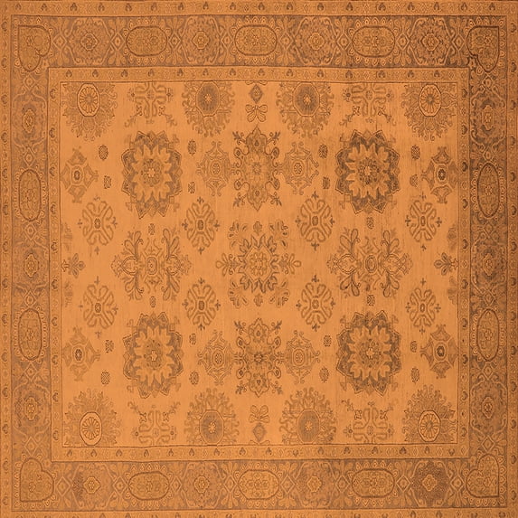 Ahgly Company Indoor Square Oriental Orange Industrial Area Rugs, 3' Square