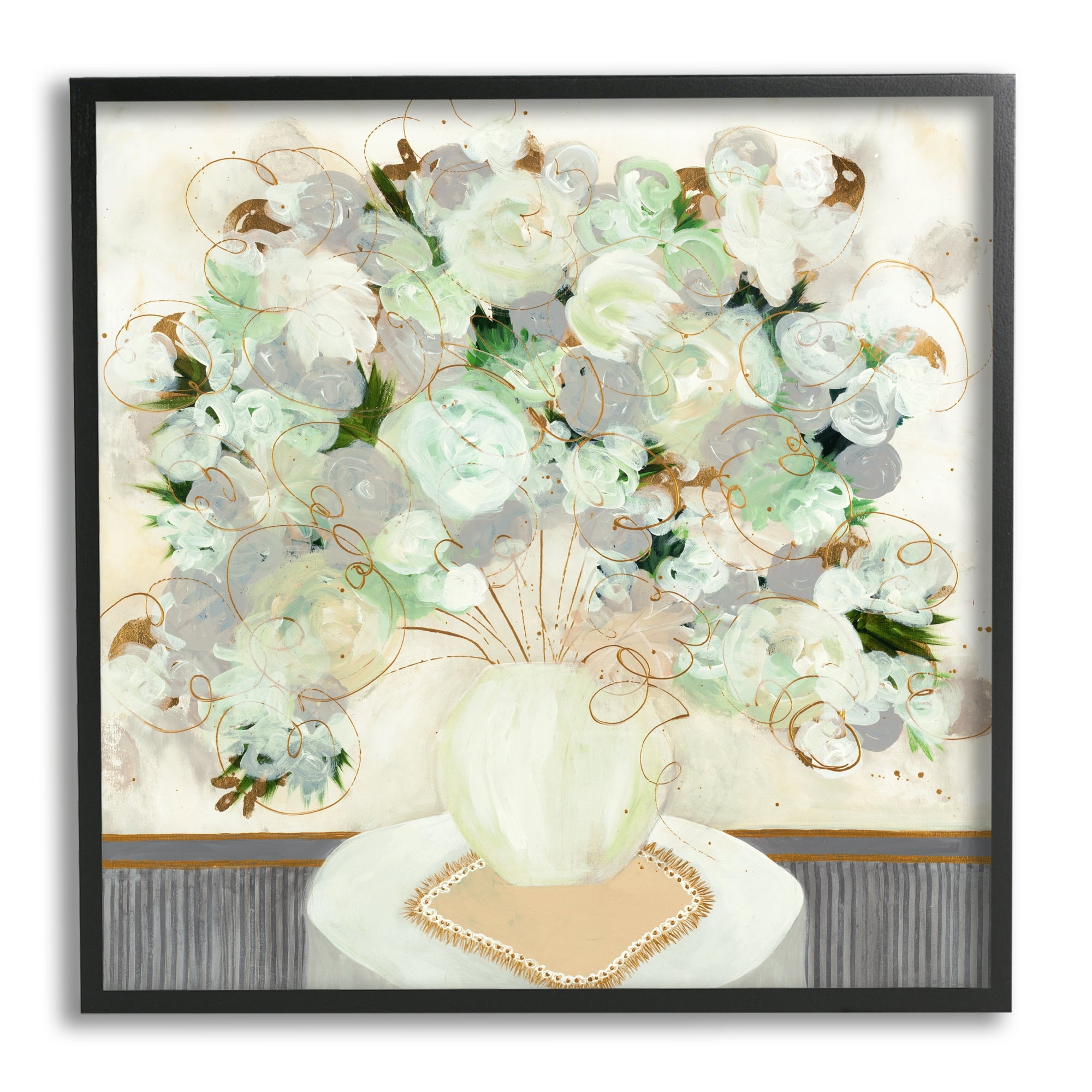 Stupell Industries Abstract Flower Blossoms Scribble Petals Still Life Painting Black Framed Art Print Wall Art, Design by Ruth Fromstein