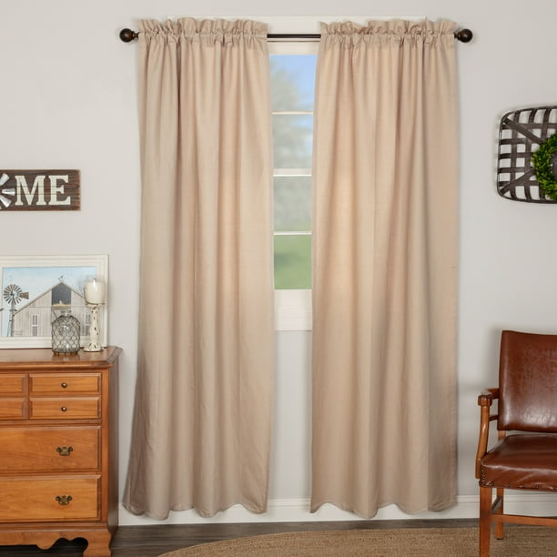 Greige Solid Natural Tan Farmhouse Curtains Charlotte Rod Pocket Cotton