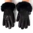 thumbnail image 3 of Guantes de vestir para mujer de piel auténtica con forro térmico y puños de piel sintética (L), 3 of 5