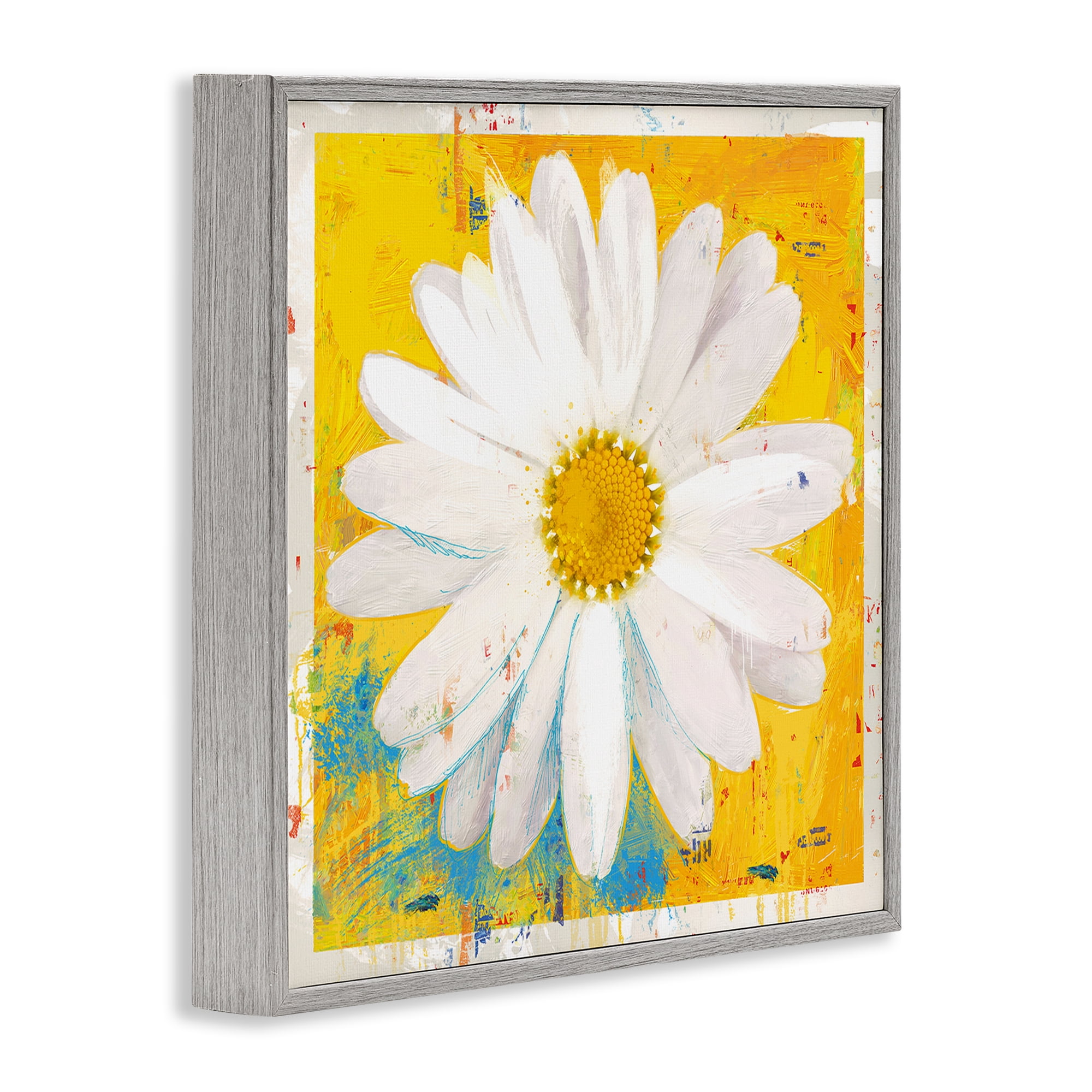 Stupell Industries Violet's Daisy on Yellow Gray Framed Giclee Art, design by Porter Hastings