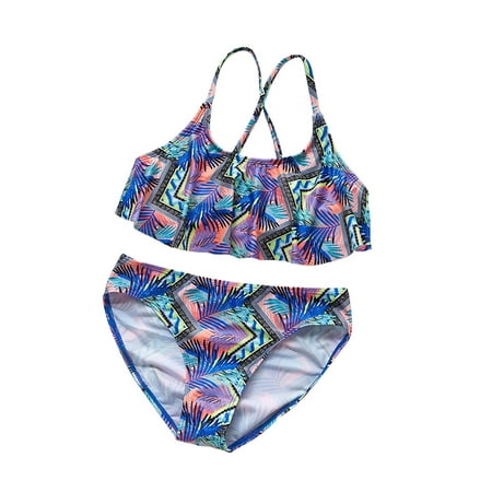 

Sngxgn Girls Swimsuits Girls Two Piece Swimsuit Zipper Tankini Bathing Suits Summer Beach Boyshort Swimwear Blue 7/8 Years