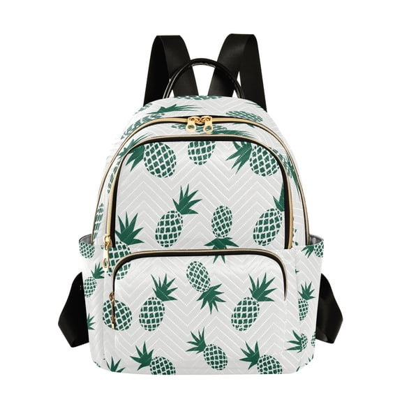 Qxltty Quilted Backpack for Women, Mini Pineapple Travel Daypack with Front Pocket for Casual Daily Use