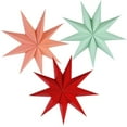 thumbnail image 2 of 3 Pcs 9-Pointed White Paper Star Lanterns, 12 Inch Hanging Lampshade Wedding Birthday Christmas Home Party Decoration, Red, 2 of 7