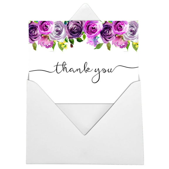 Darling Souvenir Floral Wedding Thank You Greeting Cards Pack Of 36 Pcs With White Envelopes