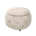 thumbnail image 2 of Ottomans For Living Room, Footstool With Cushioned Lid, Storage, Button Tuft, Support Up To 250lbs Legs, Round Lounge Ottoman For Storing Pillows, Throws, Books, 2 of 7
