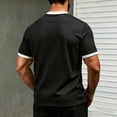 thumbnail image 4 of IYTR Men's V-Neck Short Sleeve Slim Fit T-Shirt Contrast Trim Cuff Casual Summer Athletic Gym Workout Solid Color Muscle Tee (Black,XL), 4 of 8
