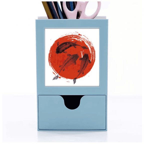 Japan Red Carp Animal Desk Supplies Organizer Pen Holder Card